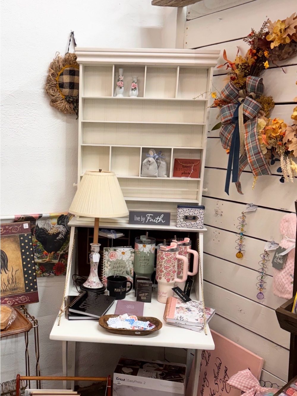 Vintage White Folding Secretary (no wall shelf included) LOCAL PICK UP NO HOLDS